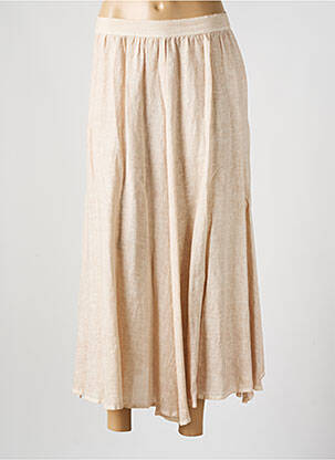 Jupe longue tissage crêpe beige 120% LINO femme