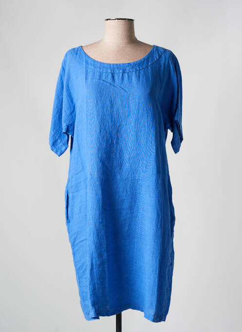Robe mi-longue bleu 120% LINO pour femme