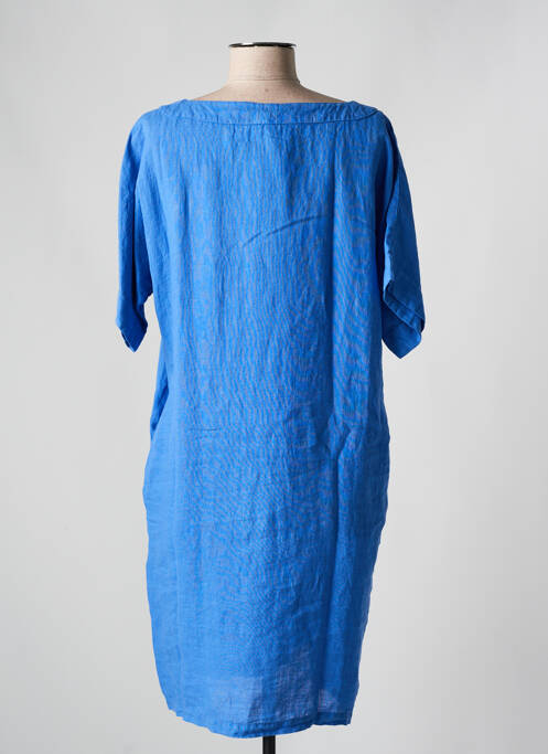 Robe mi-longue bleu 120% LINO pour femme
