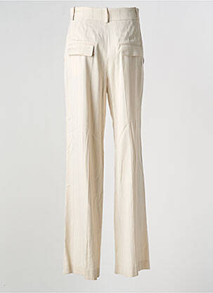 Pantalon droit tissage popeline taille haute beige DMN femme