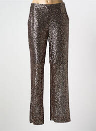 Pantalon flare fermeture zippée sous rabat avec crochet taille normale marron MKT STUDIO femme