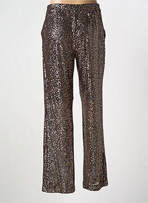 Pantalon flare fermeture zippée sous rabat avec crochet taille normale marron MKT STUDIO femme