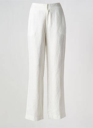 Pantalon droit tissage crêpe taille haute blanc HANA SAN femme