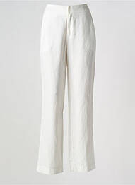 Pantalon droit tissage crêpe taille haute blanc HANA SAN femme