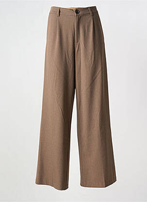 Pantalon large fermeture zippée sous rabat boutonné taille haute marron MKT STUDIO femme