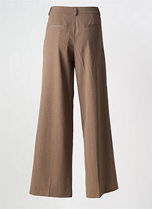 Pantalon large fermeture zippée sous rabat boutonné taille haute marron MKT STUDIO femme