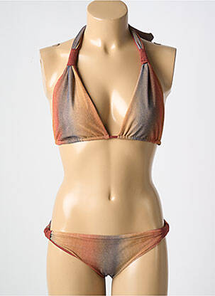 Maillot de bain 2 pièces stretch haut triangles marron CARIOCA femme
