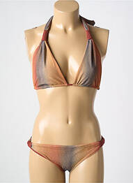 Maillot de bain 2 pièces stretch haut triangles marron CARIOCA femme