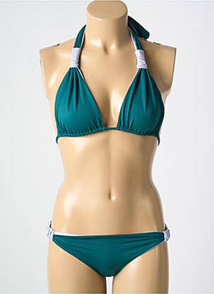 Maillot de bain 2 pièces stretch haut triangles vert CARIOCA femme