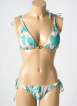 Maillot de bain 2 pièces stretch haut triangles bleu LOVE STORIES femme
