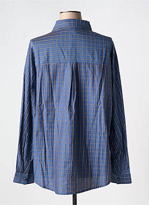 Chemisier tissage popeline manches longues bleu ANDREA LEV femme