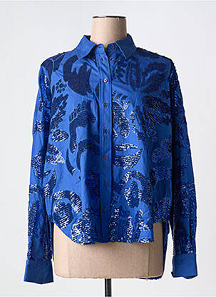 Chemisier tissage popeline manches longues bleu ESSENTIEL ANTWERP femme