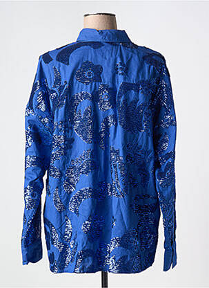 Chemisier tissage popeline manches longues bleu ESSENTIEL ANTWERP femme