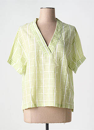 Blouse légère et transparente manches courtes vert CHARLIE JOE femme