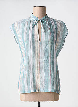 Blouse légère et transparente manches courtes vert DIEGA femme
