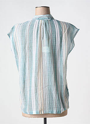 Blouse légère et transparente manches courtes vert DIEGA femme