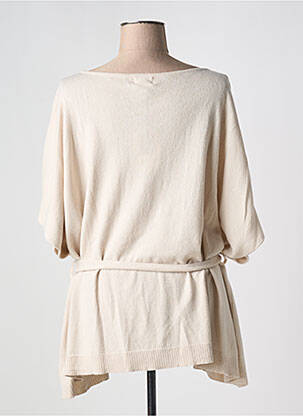 Pull tunique col rond manches 3/4 beige DIEGA femme
