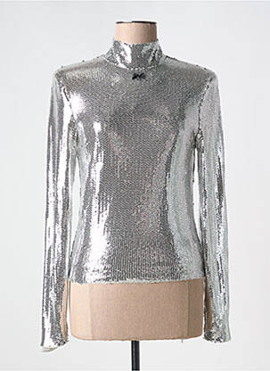 Top stretch manches longues argent ROTATE femme