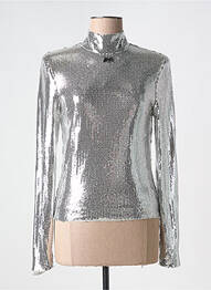 Top stretch manches longues argent ROTATE femme