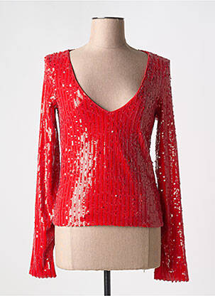 Top coupe fluide manches longues rouge ROTATE femme