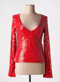 Top coupe fluide manches longues rouge ROTATE femme