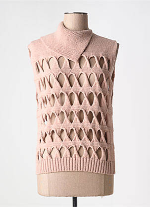 Pull col roulé stretch sans manche rose PHISIQUE DU ROLE femme