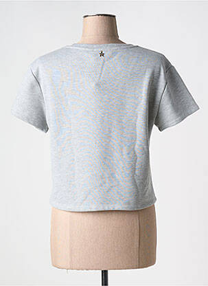 Sweat-shirt maille semi-opaque manches courtes gris SOUVENIR femme