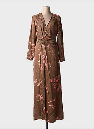 Robe longue manches longues manches longues marron ATTIC AND BARN femme