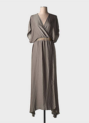Robe longue manches courtes manches courtes vert BELIZA femme