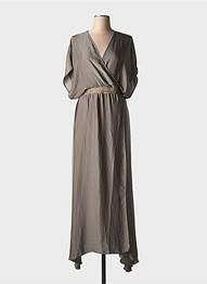 Robe longue manches courtes manches courtes vert BELIZA femme