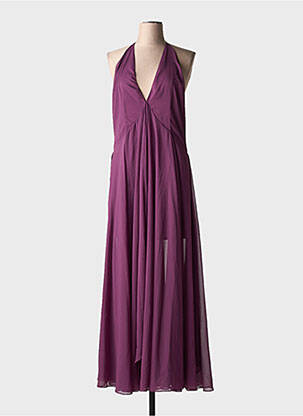 Robe longue tissage crêpe fines bretelles violet ROTATE femme