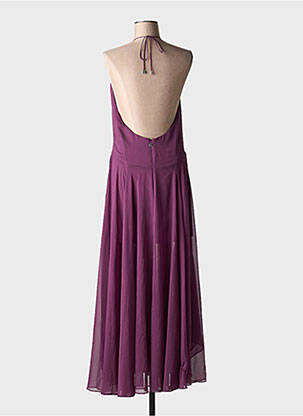 Robe longue tissage crêpe fines bretelles violet ROTATE femme
