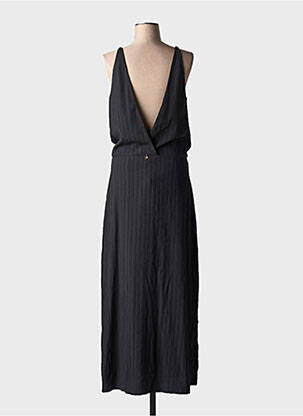 Robe longue tissage crêpe fines bretelles noir SOUVENIR femme