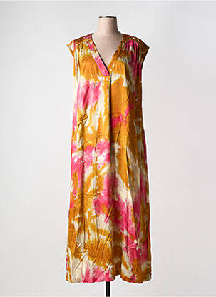 Robe longue manches courtes manches courtes jaune CHLOÉ STORA femme