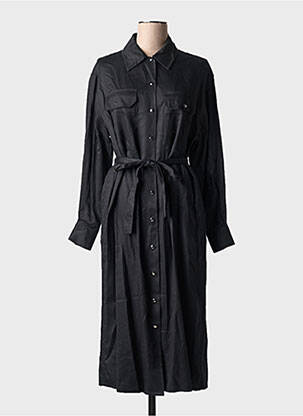 Robe mi-longue manches longues manches longues noir LAURENCE BRAS femme