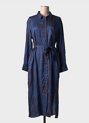 Robe mi-longue manches longues manches longues bleu CHLOÉ STORA femme