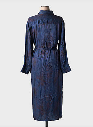 Robe mi-longue coupe fluide manches longues bleu CHLOÉ STORA femme
