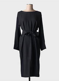 Robe mi-longue manches longues manches longues noir HANA SAN femme