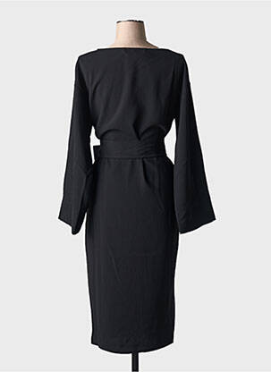 Robe mi-longue manches longues manches longues noir HANA SAN femme