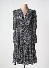 Robe mi-longue tissage crêpe manches courtes noir BERENICE femme