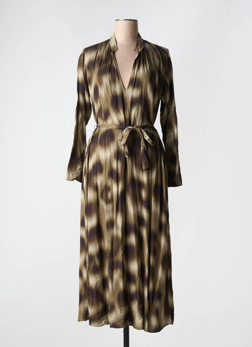 Robe longue manches longues manches longues marron DIEGA femme
