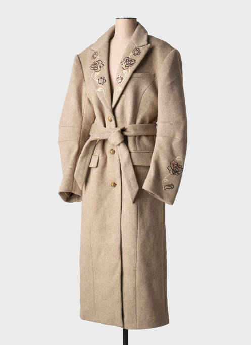 Manteau long beige ROTATE pour femme