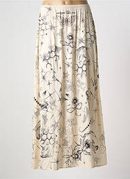 Jupe longue imprimé fantaisie beige ME369 femme