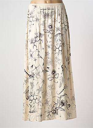 Jupe longue imprimé fantaisie beige ME369 femme