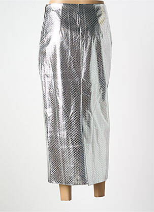 Jupe longue fermeture zip latéral argent ROTATE femme