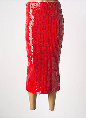 Jupe mi-longue taille normale rouge ROTATE femme