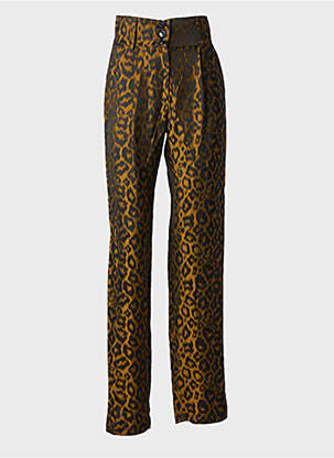 Pantalon droit tissage popeline taille haute marron HEIMSTONE femme