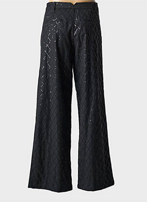 Pantalon large fermeture zippée sous rabat avec crochet taille normale noir ROTATE femme