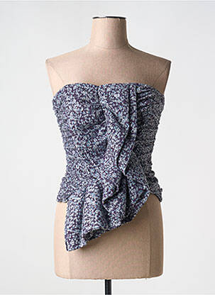 Top imprimé fantaisie sans manche bleu ROTATE femme