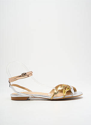 Sandales/nu pieds chiquet talon plat jusqu'à 3cm argent CRÉATIS femme